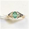 Image 1 : 10K Yellow Gold Emerald(0.45ct) Diamond(0.07ct) Ring (~Size 6.25) (~weight 1.33g), Made in Canada, A