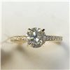 Image 1 : 10K Yellow Gold White Moisanite(1.4ct) Moissanite(0.14ct) Ring (~Size 6.5) (~weight 2.05g), Made in 