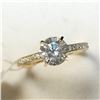 Image 2 : 10K Yellow Gold White Moisanite(1.4ct) Moissanite(0.14ct) Ring (~Size 6.5) (~weight 2.05g), Made in 