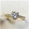 Image 3 : 10K Yellow Gold White Moisanite(1.4ct) Moissanite(0.14ct) Ring (~Size 6.5) (~weight 2.05g), Made in 