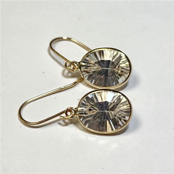 10K Yellow Gold White Topaz(2.5ct) Earrings (~weight 0.96g), Made in Canada, Appraised Retail $830