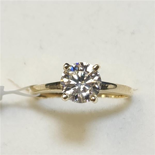 10K Yellow Gold White Moissanite(1ct) Ring (~Size 6.5) (~weight 2.2g), Made in Canada, Appraised Ret