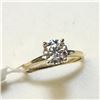 Image 3 : 10K Yellow Gold White Moissanite(1ct) Ring (~Size 6.5) (~weight 2.2g), Made in Canada, Appraised Ret