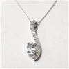 Image 1 : 10K White Gold Aquamarine 18"(0.5ct) Diamond(0.2ct) Necklace (~weight 1.6g), Suggested Retail Value 