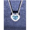 Image 1 : NEW 14K White Gold Blue Topaz and Diamond Pendant with 14K 17 inch Chain with certificate