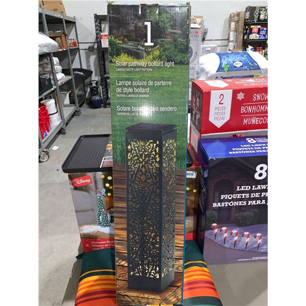 Solar Pathway Bollard Light Damask Pattern Pack of 1