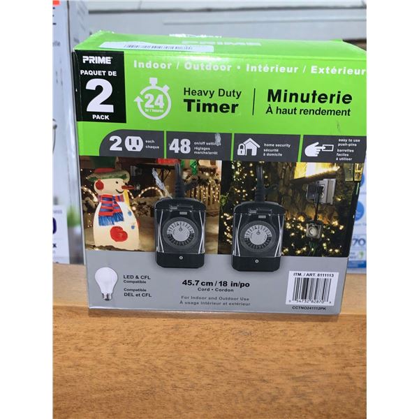 Prime 2 pack Indoor / Outdoor Heavy Duty Timer LED & CFL Compatable