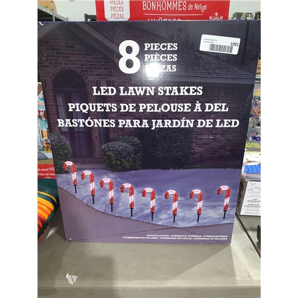 LED Candy Cane Lawn Stakes 8 Pcs