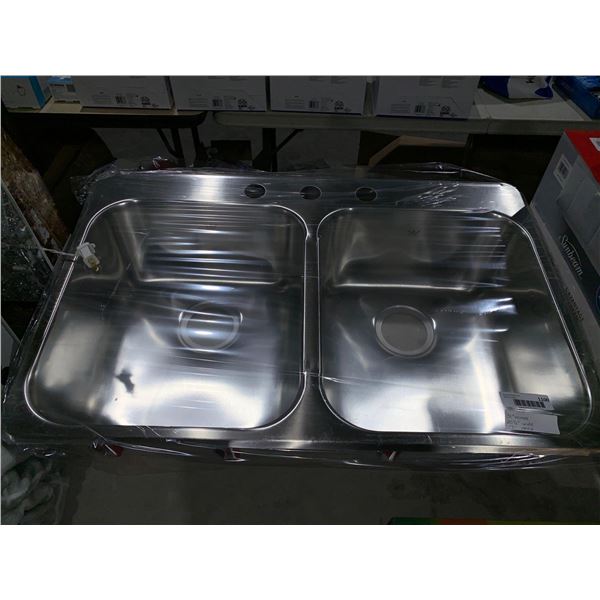 Steel Queen Stainless Steel Double Sink 31' across 20 1/2" wide and 7" deep
