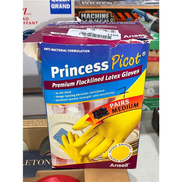 Princess Picot Open box 7 pairs of Flocklined Latex gloves