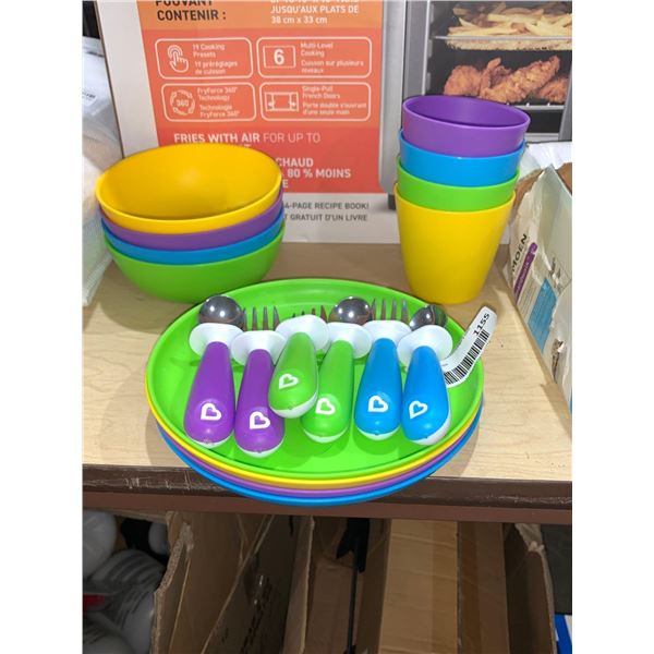 Munchkin Kids Dish Set w/ Utensils (NO yellow)