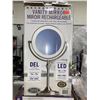 Image 1 : Rechargeable LED Lighted 2 sided Vanity Mirror with magnifier mirror