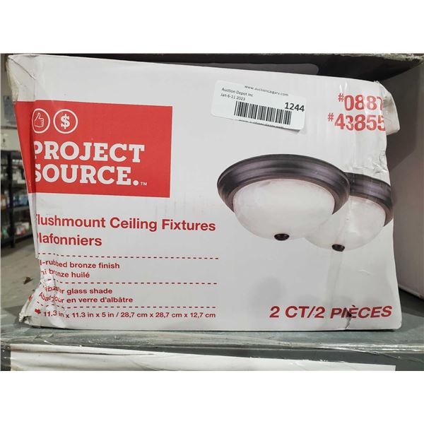 NEW Project Source Flushmount Ceiling Fixtures 2 Count - Box Damage, Item unaffected