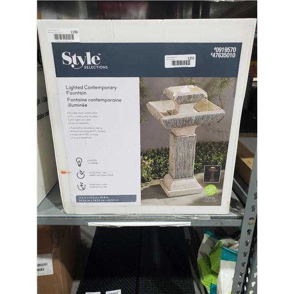 NEW - Style Selections Double Resin LED Lighted Contemporary Fountain with Pump