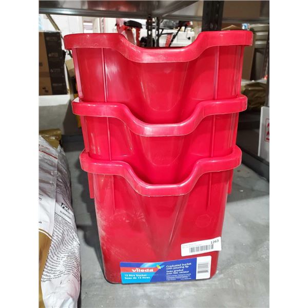 Vileda 15 Litre?Graduated Bucket With Lip Lot Of 3