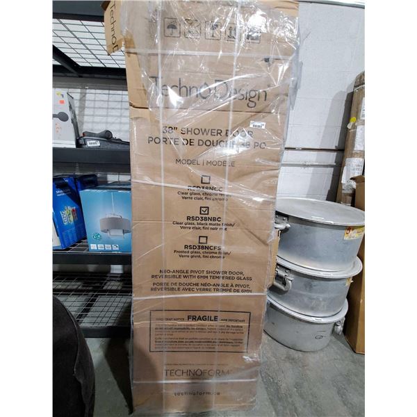 Techno Design 38" Shower Door - Clear Glass & Matte Black Finish - MAY NOT BE EXACTLY AS SHOWN IN PH