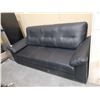 Image 1 : Leather 3 Seater Sofa - Black