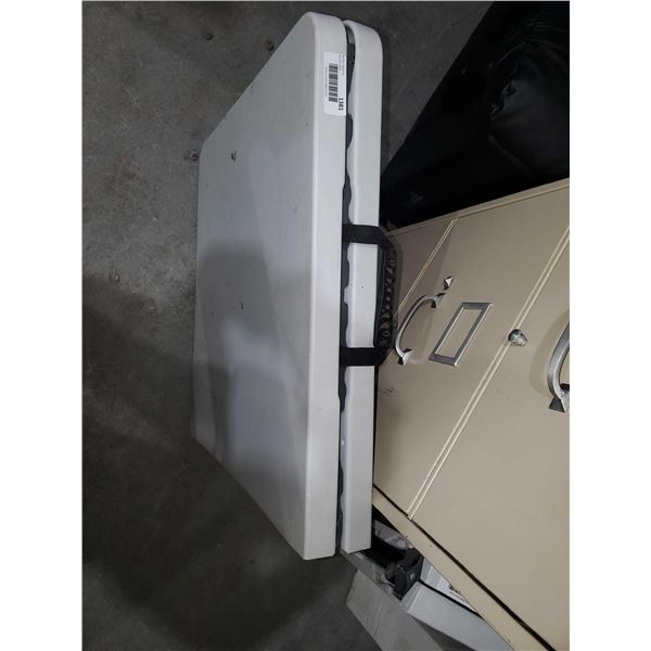 Portable Folding Resin Table with Metal Legs & Carry Handle