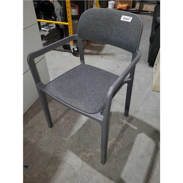 Grey Upholstered Stationary Office Chair