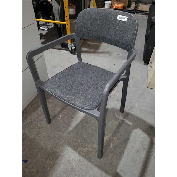 Grey Upholstered Stationary Office Chair