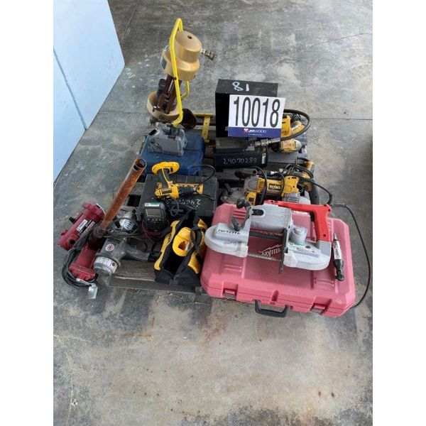 VOLTAGE MULTIMETER, BAND SAW, DRILL BIT SHARPENER,  IMPACT WRENCHES,HYDRAULIC PUMP, ELECTRICAL TRANF