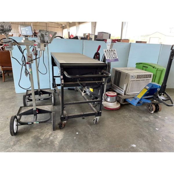 A/C WINDOW UNIT, PALLET TRUCK, PORTABLE EMERGENCY LIGHT, EYEWASH STATION, VACUUMS, GRILL, FLOOR BUFF