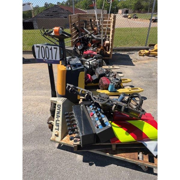 PALLET TRUCK, JACK, GRASS TRIMMERS, GRASS BLOWERS, OIL PUMPS, CHAIN SAWS, IMPACT WRENCHES, LAWN MOWE