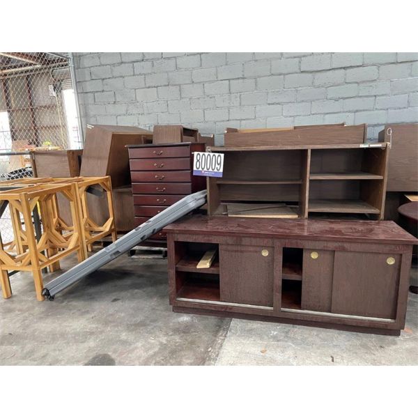 OFFICE DESKS, TABLES,  BOOKCASES