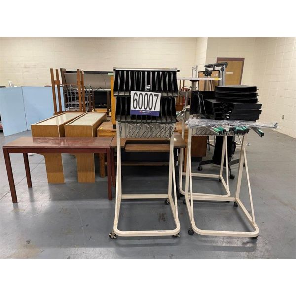 DESKS, COMPUTER TABLES, PLAN STANDS, FILE PLAN CABINETS, LECTURNS, EASELS