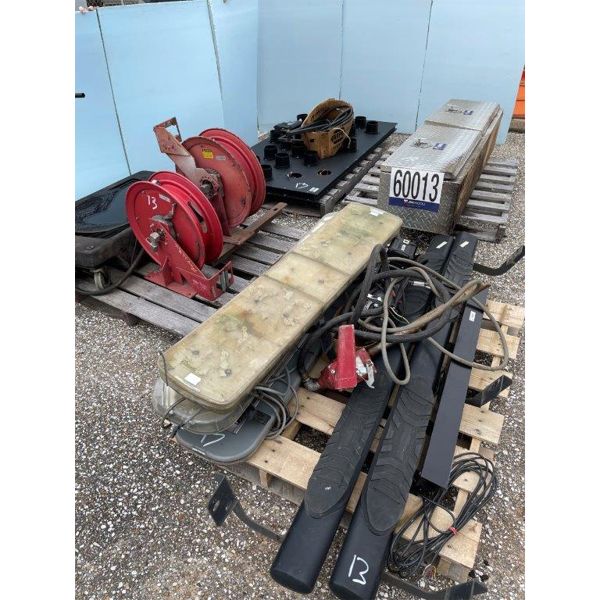 AIR REELS, OIL DRAIN ASSEMBLY, FUEL PUMP W/ METER, TOOLBOXES, LIGHTBARS, ARROWBOARDS
