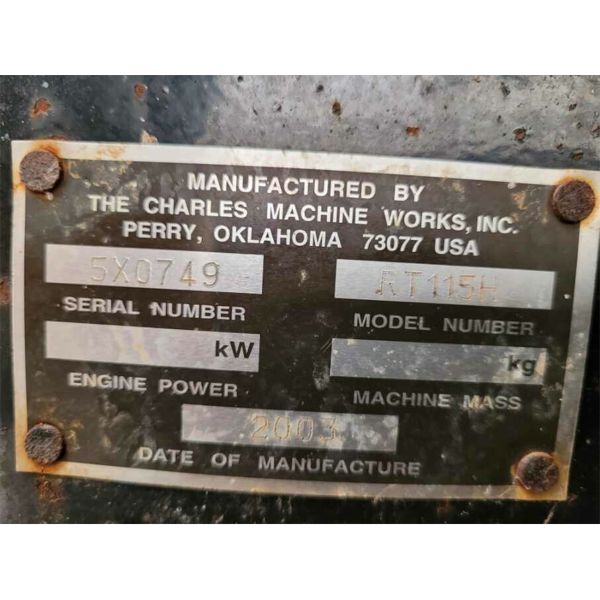 2003 DITCH WITCH RT115 Trencher - J.M. Wood Auction Company, Inc.