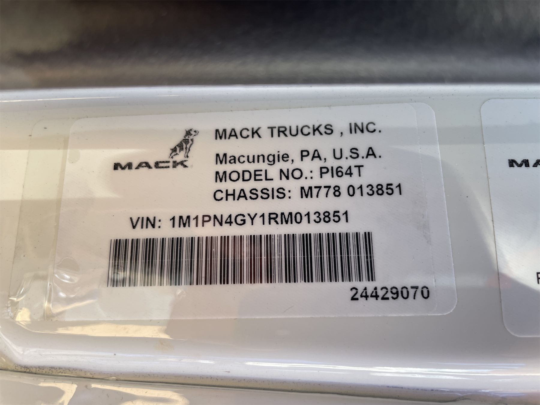 2024 MACK PI64T Day Cab Truck - J.M. Wood Auction Company, Inc.