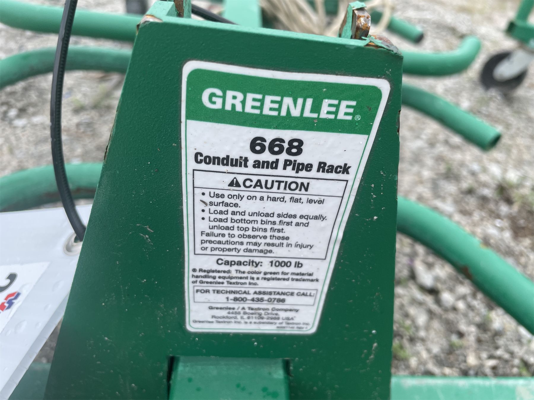 Master Bundle Rack Greenlee Rack GREENLEE 668 CONDUIT & PIPE RACK - J.M. Wood Auction Company, Inc.