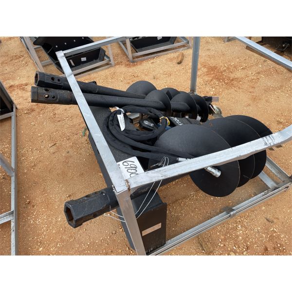 HYDRAULIC AUGER W/ 3 bits, 3500 NM, BIT SIZES  8", 12" & 18", fits skid steer loader (B-5)