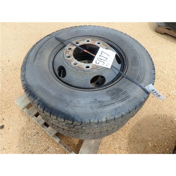 KUMHO TIRES, 10R22.5, 2 TIRES & RIMS (A-7)