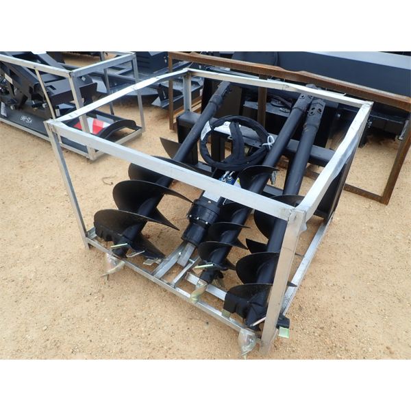HYDRAULIC AUGER w/ 18", 12" & 8" BITS, fits skid steer loader (B-5)