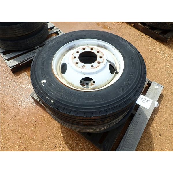 (3) 8R19.5 TIRES W/WHEELS (A2)