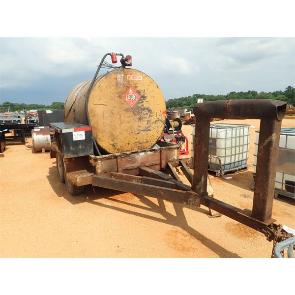 FUEL STORAGE TANK W/12V PUMP, HOSE, NOZZLE, MTD ON T/A TRAILER (B-8)