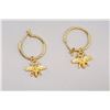 Image 1 : 11)  GOLD TONE HOOP EARRINGS WITH BUMBLE BEE