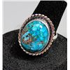 Image 1 : 9)  OVAL TURQUOISE WITH COPPER SIZE 6 RING WITH A