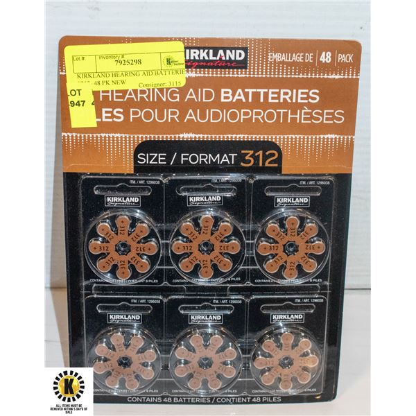 KIRKLAND HEARING AID BATTERIES 312 48 PK NEW Kirkland hearing aid batteries 312 48 pk new
