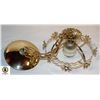 VINTAGE BRASS/CRYSTAL HANGING LIGHT FIXTURE