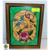 HANDMADE ART STAINED GLASS WINDOW NEEDLEWORK