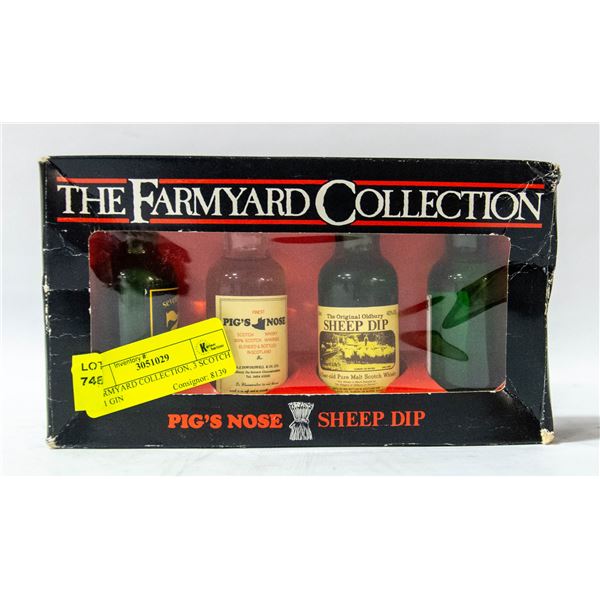 FARMYARD COLLECTION, 3 SCOTCH & 1 GIN