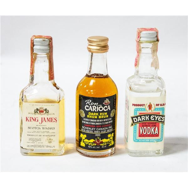 KING JAMES SCOTCH, RON CARIOCA, DARK EYES VODKA