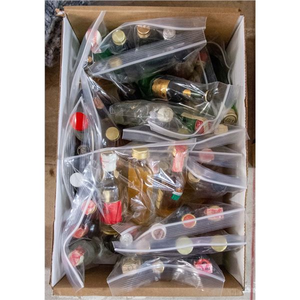 LARGE FLAT OF MINI LIQUOR BOTTLES