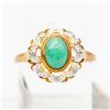 BZ601-25 SILVER EMERALD DIAMOND RING SIZE 9