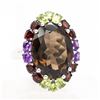 BZ601-10 SILVER MULTI-GEMSTONE RING SIZE 9