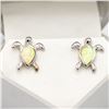 BZ601-1 SILVER CREATED OPAL EARRINGS