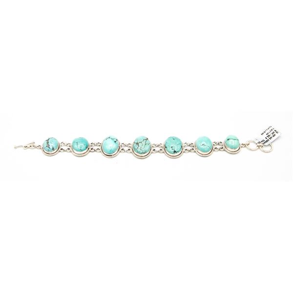 BZ601-9 SILVER TURQUOISE BRACELET 7  (95.5CT)